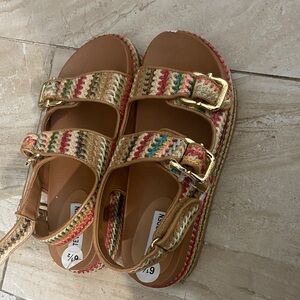 Steve Madden Multicolor Kids Sandals with Gold Buckles